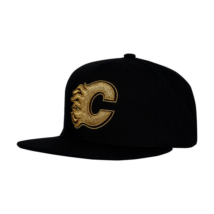 Flames M&N Gold Gothic Snapback Cap